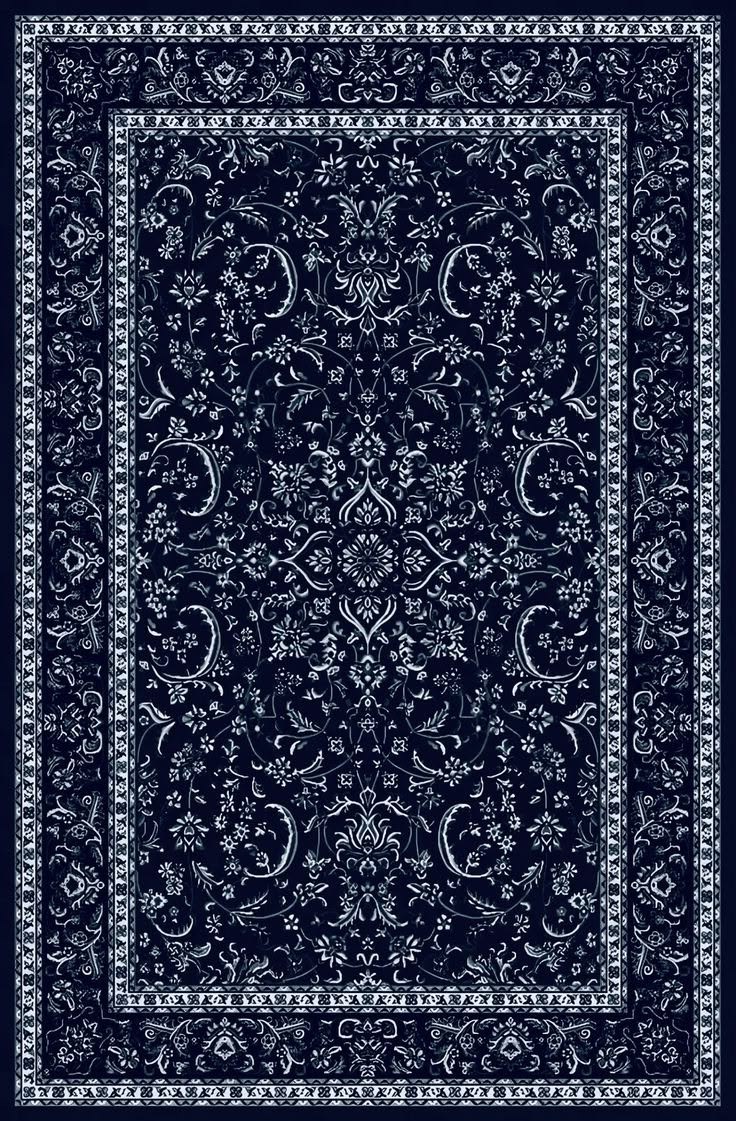 Nain Ivory Floral Scrollwork — Navy Ground